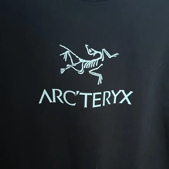 ARC'TERYX men's long sleeve tee size L large black white graphic print logo - Picture 2 of 4